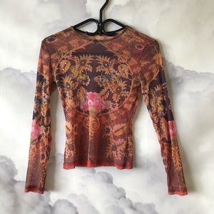Sheer “Tattoo” Print Longsleeve Top